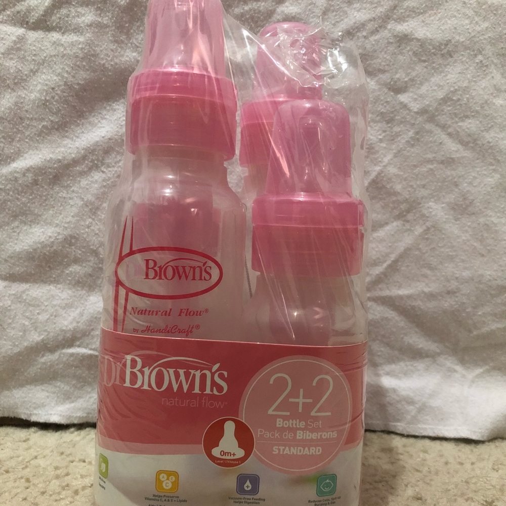 4 Dr Browns pink bottles